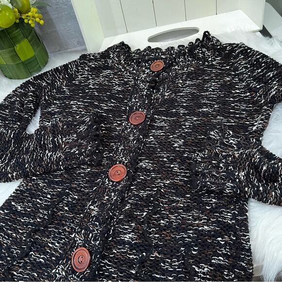 NEW BCBG Academia Flutter Collar Button Front Open Weave Knit Cardigan S NWOT - Picture 15 of 16
